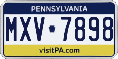 PA license plate MXV7898