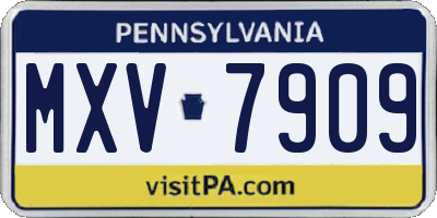 PA license plate MXV7909