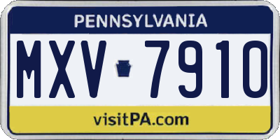 PA license plate MXV7910