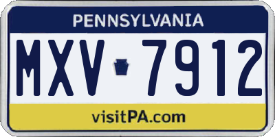 PA license plate MXV7912