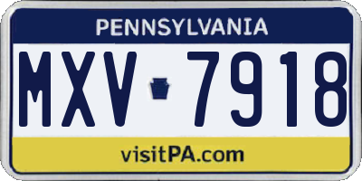 PA license plate MXV7918