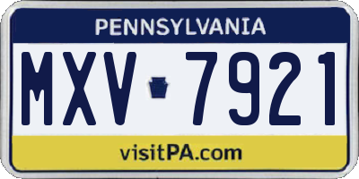 PA license plate MXV7921