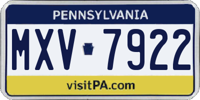 PA license plate MXV7922
