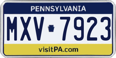 PA license plate MXV7923