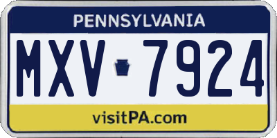 PA license plate MXV7924