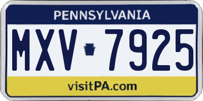 PA license plate MXV7925