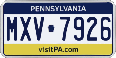 PA license plate MXV7926