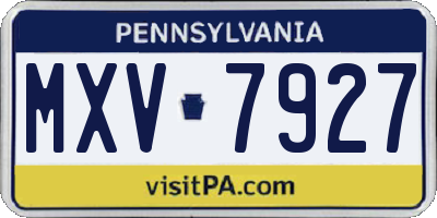 PA license plate MXV7927