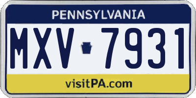PA license plate MXV7931
