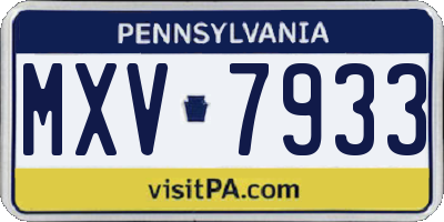 PA license plate MXV7933