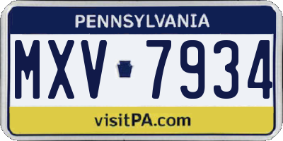PA license plate MXV7934