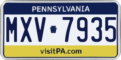 PA license plate MXV7935