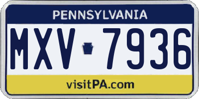 PA license plate MXV7936