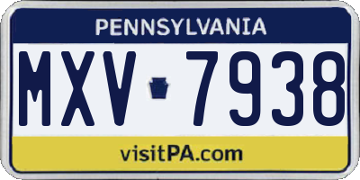 PA license plate MXV7938