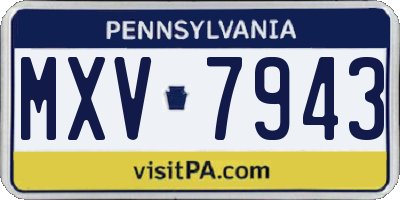 PA license plate MXV7943