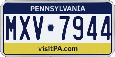 PA license plate MXV7944