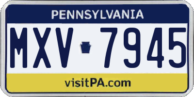 PA license plate MXV7945