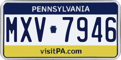 PA license plate MXV7946
