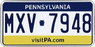 PA license plate MXV7948