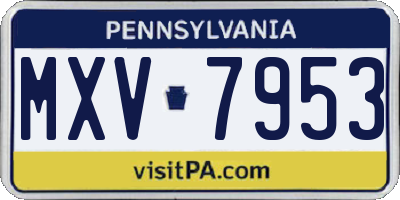 PA license plate MXV7953