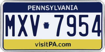 PA license plate MXV7954