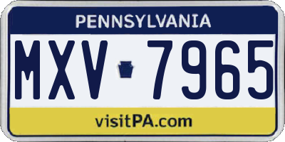 PA license plate MXV7965