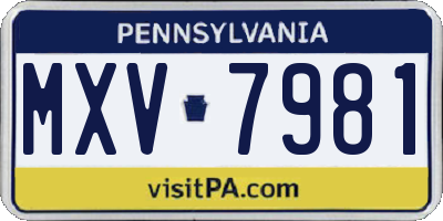 PA license plate MXV7981