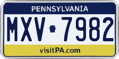 PA license plate MXV7982