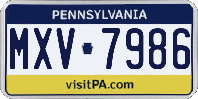 PA license plate MXV7986