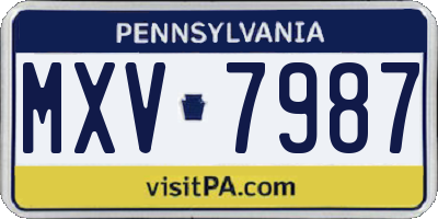 PA license plate MXV7987