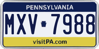 PA license plate MXV7988