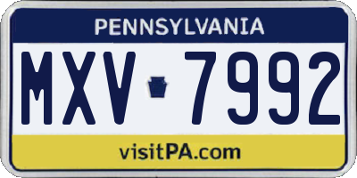 PA license plate MXV7992
