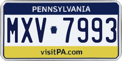 PA license plate MXV7993