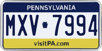 PA license plate MXV7994