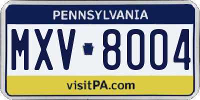 PA license plate MXV8004