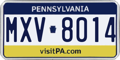 PA license plate MXV8014
