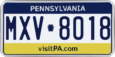 PA license plate MXV8018