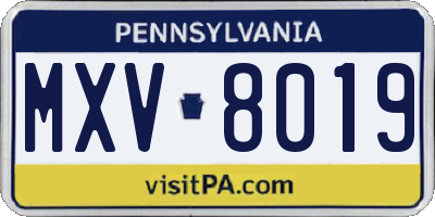 PA license plate MXV8019