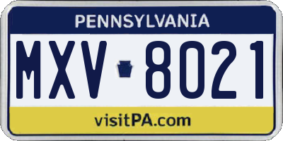PA license plate MXV8021