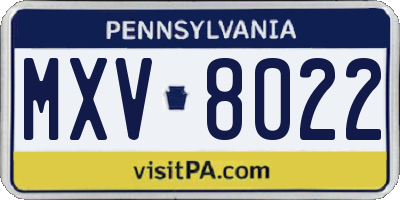 PA license plate MXV8022