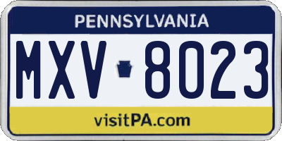 PA license plate MXV8023