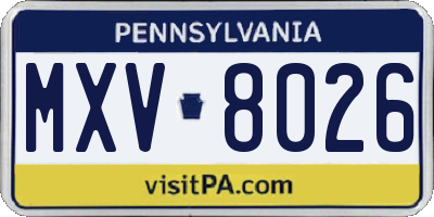 PA license plate MXV8026