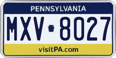 PA license plate MXV8027