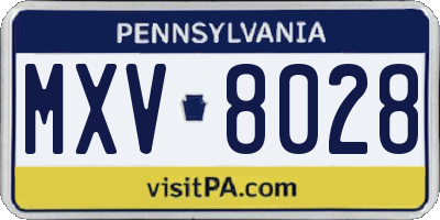 PA license plate MXV8028