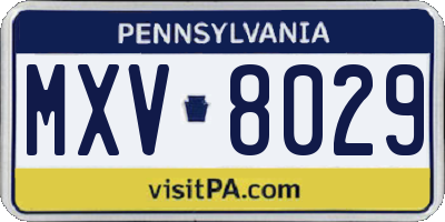 PA license plate MXV8029