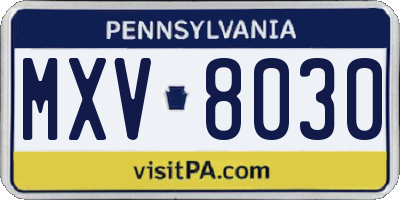 PA license plate MXV8030