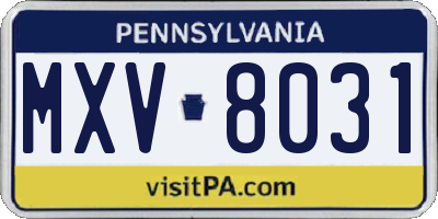 PA license plate MXV8031
