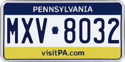 PA license plate MXV8032