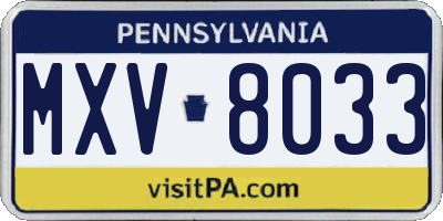 PA license plate MXV8033