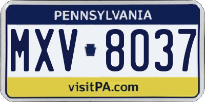 PA license plate MXV8037